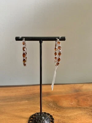 Golden Tourmaline, Zircon Inside Out Hoop Earrings Platinum Over Sterling Silver - Image 1 of 4