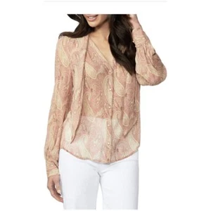 Blusa PAIGE Cleobelle Paisley Seda Rosa Crema, Talla Grande - Imagen 1 de 6