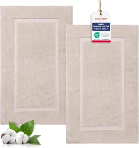 TEXTILOM Luxury 2 Pack Banded Cotton Bath Mats for Bathroom Floor [ Hotel, Spa - Picture 1 of 12