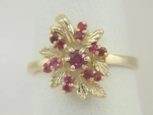 14k Yellow Gold Natural Ruby Right Hand Ring Size 6.75 - Picture 1 of 12