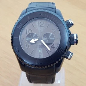 Herren XXL Schwarz Leder Italienisch VIP Time Stealth Chrono 200m Taucher VP15043 Uhr - Bild 1 von 8