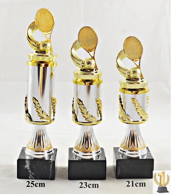 EIGENMARKE Tennis Trophäe / Pokal 3er set oder einzeln incl. Beschriftung