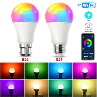 WIFI Smart Light Bulbs E27 E26 B22 Dimmable RGB+CCT Lamp Voice Control Cozylife - Image 1 of 4