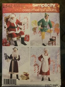 Disfraz Simplicity Pattern 2542 Santa Mrs. Claus Elf Misses Hombres Talla XS S M. - Imagen 1 de 2