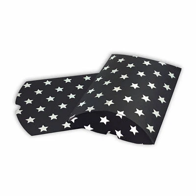 6 Kissenschachteln schwarz, Sterne silber groß, Kissenverpackungen pillow box - Bild 1 von 2