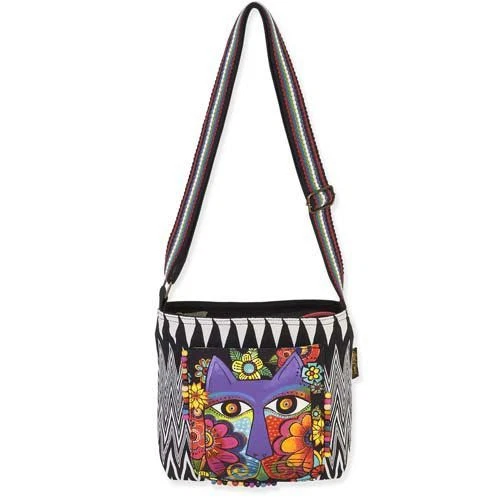 Blossoming Feline Laurel Burch Small Canvas Purse Cross-Body Tote Bag Handbag - Image 1 of 1