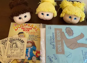 The Original Doll Baby lot: 3 Heads, paperwork, body, flesh fabric color VINTAGE - Picture 1 of 11