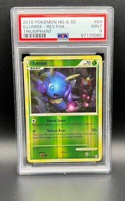 Pokemon PSA 9 MINT Illumise 64/102 HGSS Triumphant Reverse Holofoil 2010 S#0080 - Image 1 of 2