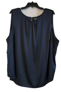 THE LIMITED Sleeveless Blue Satin Button Back Career Blouse Top Plus Size 2X - Picture 1 of 3