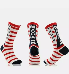 Donald Trump MAGA Socks Make America Great USA 4 PAIR Trump won lets go brandon - Picture 1 of 3