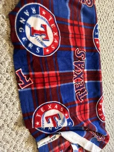 MLB Texas Rangers Plaid Fleece Fabric Approx 2 Ft Wide X Full Length For Scarf - Picture 1 of 1