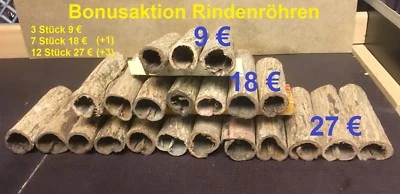 Bonusaktion! Höhle Aquarium Ø3x10-12cm Catappa Bark Tube Welshöhle Laichhöhle - Bild 1 von 2