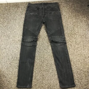 Hudson Jeans Men 32x32 Black Blinder Biker Skinny Moto Button Fly Distressed - Picture 1 of 11