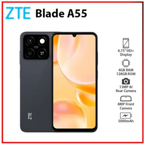 (New) Blade A55 BLACK 4GB+128GB Dual SIM Unlocked Android Cell Phone - Picture 1 of 3