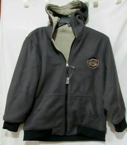 Jungen XL 14-16 Hoodie Jacke Mantel wendbar grau & meliert Fleece Reißverschluss vorne neu - Bild 1 von 5