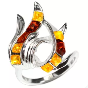 6.1g Authentic Baltic Amber 925 Sterling Silver Ring Jewelry N-A7467 s.8 - Picture 1 of 1