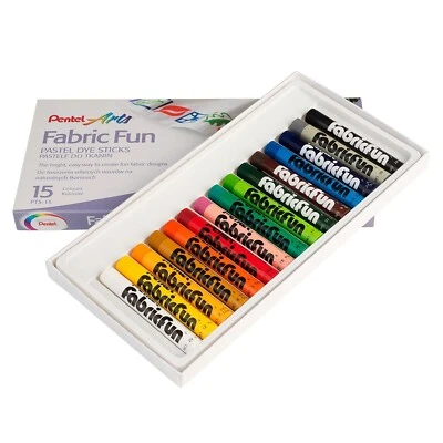Divertidos palos de tinte pastel de tela Pentel / lápices de colores de tela - 15 colores - PTS15