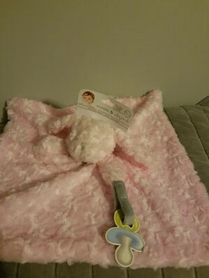 Mantas y más allá rosa remolinado cachorro perro manta de seguridad Nunu soporte para chupete Foto 1 de 4