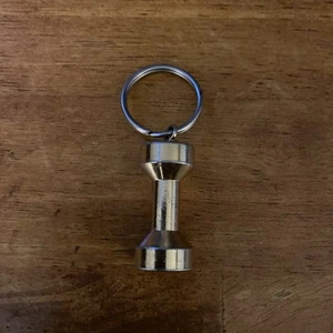 Vintage Gold Tone Metal Keychain Weight lifting Barbell Dumbbell Body Building - Picture 1 of 4