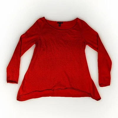 Eileen Fisher Shirt Womens Small Red Wool Jersey Knit Round Neck Everyday Wear - Image 1 of 4