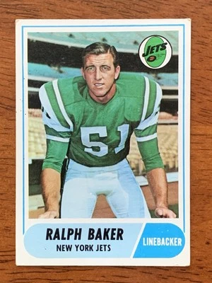 1968 Topps Football Card #38 - Ralph Baker, New York Jets - Near Mint+ - Image 1 of 2