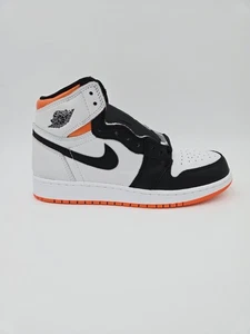 Size 6.5 (GS) -AIR Jordan 1 Retro High OG White/Black- Electro Orange 575441-180 - Picture 1 of 12