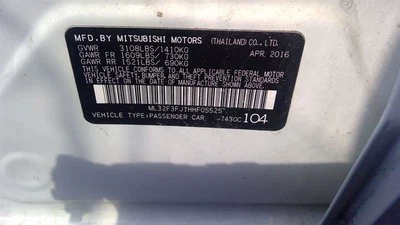 MIRAGE    2017 Seat Rear 251576 - Image 1 of 4