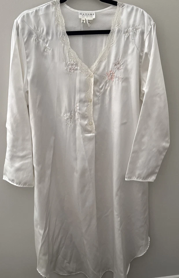 Vestido de noche largo completo vintage Natori Neiman Marcus de encaje marfil  Foto 1 de 4