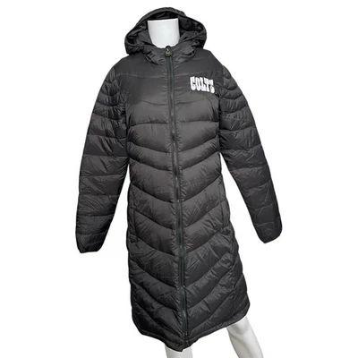 Abrigo largo acolchado de fútbol americano NFL Pro Colts gris plumón mezcla relleno para mujer talla pequeña Foto 1 de 4