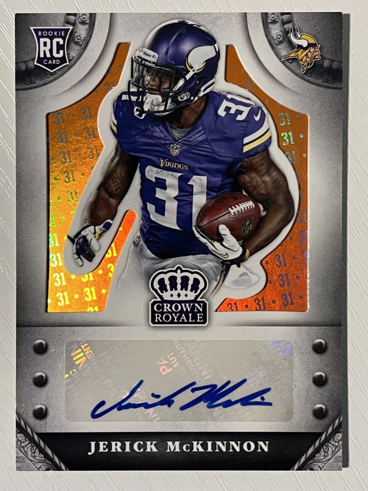 Jerick McKinnon 2014 Panini Crown Royale Rookie Auto Jersey Number 20/31 Vikings - Image 1 of 2