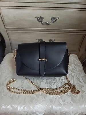 Vera Pelle Women's Black Small Handbag Leather Crossbody Made in Italy  - Image 1 of 4