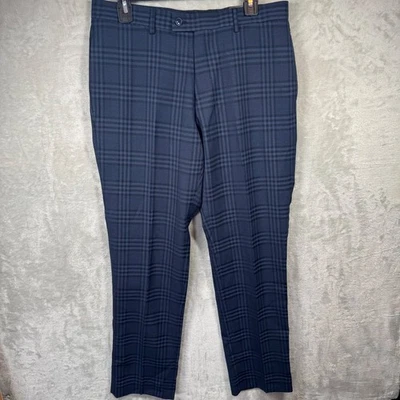 Bachrach NUEVO Pantalones de Vestir Para Hombres Talla 33 Calce Ajustado Azul Índigo Cuadros Precio de venta sugerido por el fabricante 98 USD Foto 1 de 4