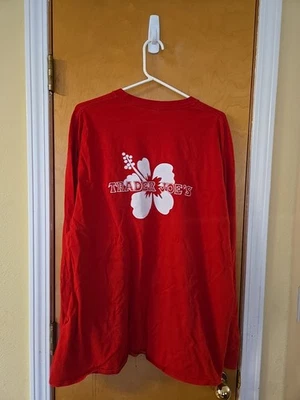 Camisa Trader Joes Adulto 2XL Roja Tienda de Comestibles Empleados Mercado Hibisco Flor Foto 1 de 4