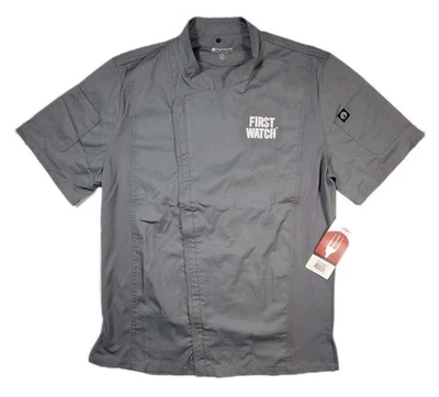 Chef Works First Watch Work Shirt Men’s M Gray Short Sleeve Snap Front Uniform - Image 1 of 4