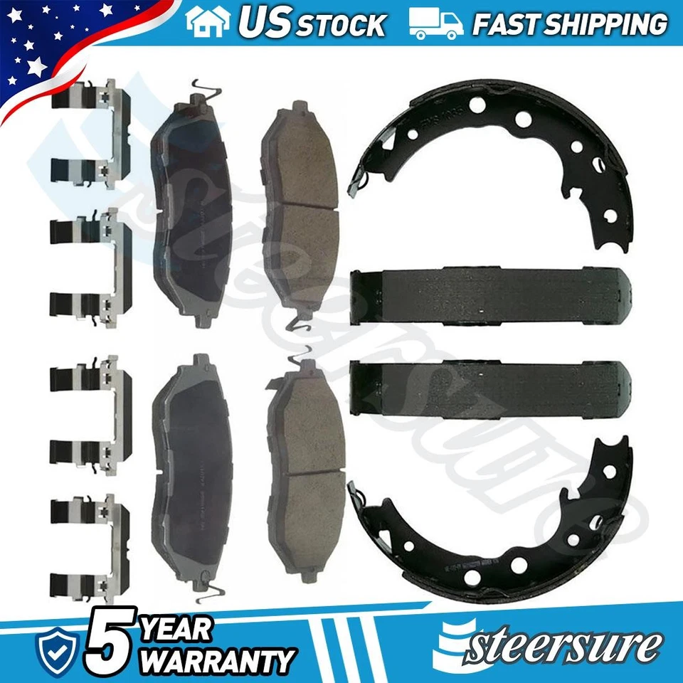 Conjunto de pastilhas de freio a disco dianteiro traseiro sapata de freio de estacionamento compatível com 2015-2018 Subaru WRX - Imagem 1 de 4