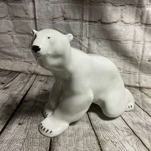 Vintage Lomonosov White Porcelain Polar Bear Figurine USSR Russian 10.5" x 11" - Picture 1 of 6