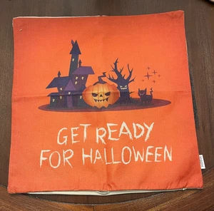 Halloween Pillow Cover HiPPiH 16x16 inch Pumpkin Orange Black  Purple - Picture 1 of 8