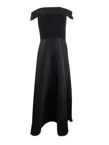 Adrianna Papell Women's Off-The-Shoulder Mikado Gown (6, Black) - Picture 1 of 2