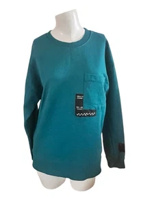 Zara türkisfarbenes Sweatshirt mit Rundhalsausschnitt Damen mit Tasche & schwarzem Etikett Größe Small - Bild 1 von 5