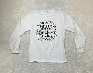 Port and Co Womens Medium Favorite Color Is Christmas Lights Long Sleeve T-Shirt - Picture 1 of 12