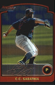 2003 Bowman Chrome Baseball Card #112 C.C. Sabathia