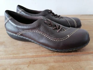 Clarks Collection Brown Leather Comfort Lace up Shoes Size 7 D - Picture 1 of 14