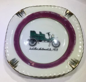 Cadillac Car Automobile 1903 Vtg Small Square Ceramic Ashtray 4 Cigarette Holder - Picture 1 of 4