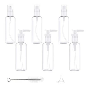 6X! NEW Travel BPA-Free Plastic COMBO Pack Fine Mist Spray & Pump Bottle 3.4oz - Picture 1 of 6
