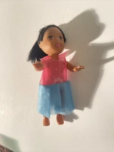 Play 3" Doll Brown Hair Brown Skin Eyes Unidentified Brand Paper-like Dress - Picture 1 of 4