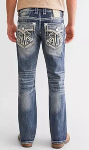NUEVO ROCK REVIVAL MARCELO SLIM BOOTCUT ELÁSTICO BORDADO JEANS TALLA 30 - Imagen 1 de 16