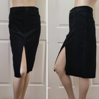 Falda delantera Forever 21 algodón pana abertura talla S negra Foto 1 de 4