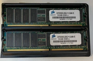 Corsair RAM - 2x512 MB (1GB) - DIMM 184-pin - DDR (CM72SD512RLP-2100/S -PC2100R - Picture 1 of 1