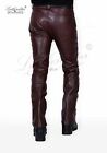 Burgundy leather jeans pant 501 style classic fit, fits over cowboy boots R 40