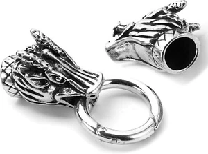 Dragon Head Spring Ring Clasp Silver Tone Dragon Head Cord End Caps and Oring - Picture 1 of 5